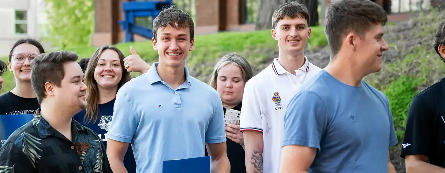 A group of students walking on campus